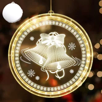   Decorațiune de Crăciun pentru fereastră DAZZTIME, ghirlandă luminoasă suspendată cu ventuză, funcționează pe baterii
