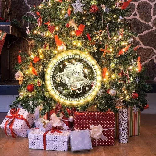 Decorațiune de Crăciun pentru fereastră DAZZTIME, ghirlandă luminoasă suspendată cu ventuză, funcționează pe baterii