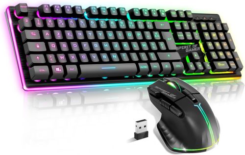 Set tastatură și mouse wireless pentru gaming SPIRIT OF GAMER Ultimate 600 RGB - semi-mecanic, autonomie de 120 ore, compatibil PC/PS4/PS5/Xbox