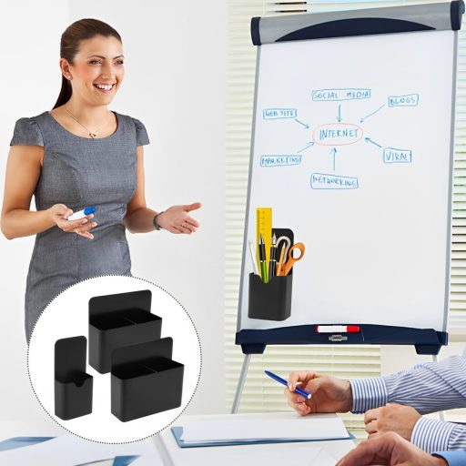 WHC 3 darabos mágneses tolltartó szett, fekete, 2 méret, osztóval, iskola és iroda