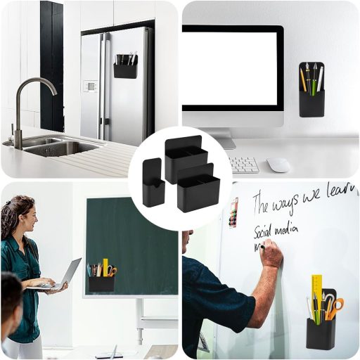 WHC 3 darabos mágneses tolltartó szett, fekete, 2 méret, osztóval, iskola és iroda