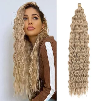   Dsoar 22 Inch Deep Twist, păr împletit croșetat, 3 pachete - Extensii de păr sintetic ondulat Ocean Wave pentru femei