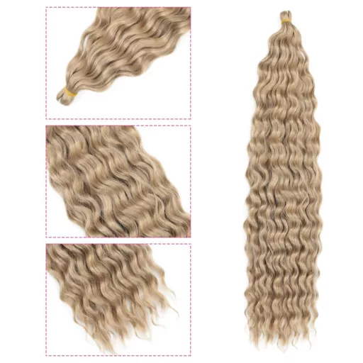 Dsoar 22 Inch Deep Twist, păr împletit croșetat, 3 pachete - Extensii de păr sintetic ondulat Ocean Wave pentru femei