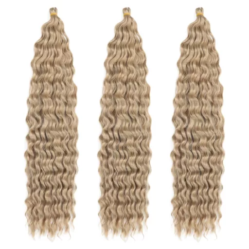 Dsoar 22 Inch Deep Twist, păr împletit croșetat, 3 pachete - Extensii de păr sintetic ondulat Ocean Wave pentru femei