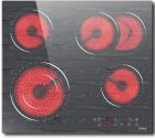 Hobsir 60 cm-es üvegkerámia főzőlap, 4,5 zónás, érintőszenzoros, 6600W, dupla és ovális zónával