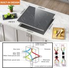 Hobsir 60 cm-es üvegkerámia főzőlap, 4,5 zónás, érintőszenzoros, 6600W, dupla és ovális zónával