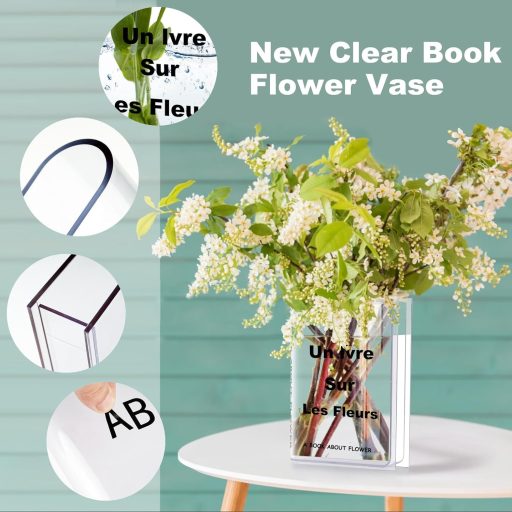 TOPBELIEF Könyv Alakú Akril Váza Virágokhoz Átlátszó Modern Dekoráció