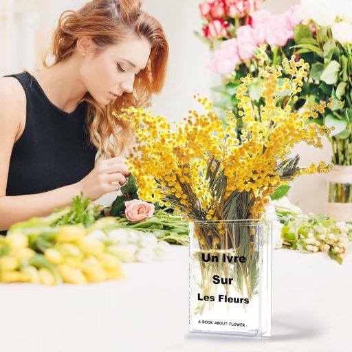 TOPBELIEF Könyv Alakú Akril Váza Virágokhoz Átlátszó Modern Dekoráció