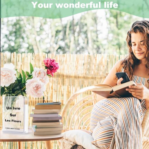 TOPBELIEF Könyv Alakú Akril Váza Virágokhoz Átlátszó Modern Dekoráció