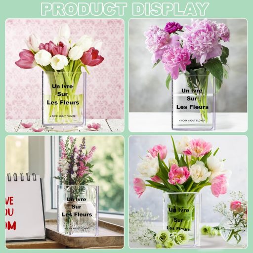 TOPBELIEF Könyv Alakú Akril Váza Virágokhoz Átlátszó Modern Dekoráció