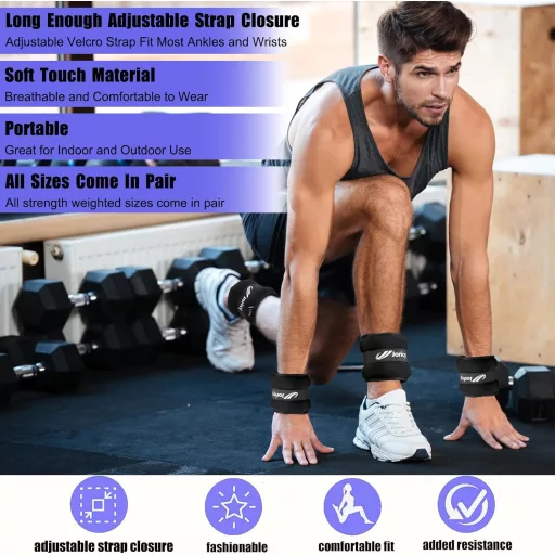 JORICY Závažie na členky a zápästia 0,5 kg x 2 (pár 1 lb) závažia na cvičenie pre mužov a ženy