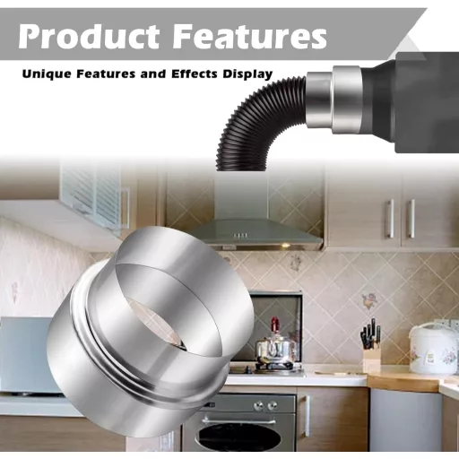 ShnminEU Spirális Kémény Adapter 100-80mm Rozsdamentes Acél Csökkentő Cső