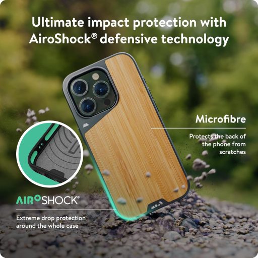 Husă Mous Limitless 5.0 Bambus pentru iPhone 15 Pro - Carcasă de protecție compatibilă MagSafe cu suprafață anti-alunecare și protecție puternică