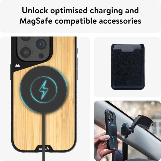 Mous Limitless 5.0 Bambusz Tok iPhone 15 Pro Készülékhez - MagSafe Kompatibilis Védőtok Csúszásgátló Felülettel és Erős Védelemmel