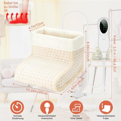 DEWEL elektromos lábmelegítő 10 fokozat 3 időzítés mosható bélés