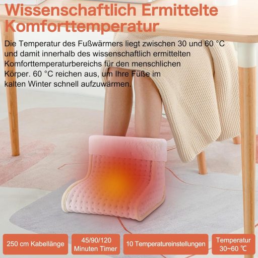 DEWEL elektromos lábmelegítő 10 fokozat 3 időzítés mosható bélés