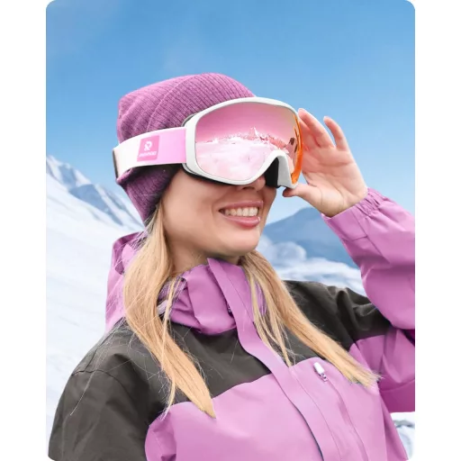 RIOROO Síszemüveg Snowboard Szemüveg Szemüvegeseknek Dupla Lencse UV Védelem Sisak Kompatibilis