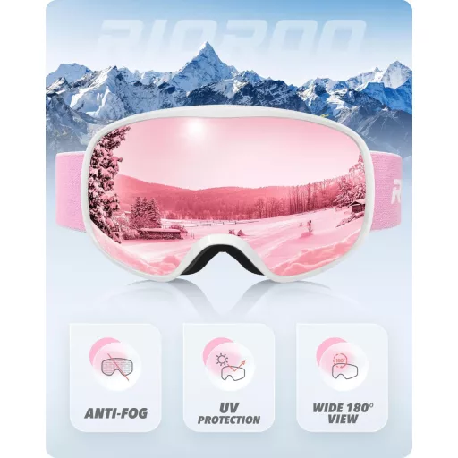 Ochelari de schi și snowboard RIOROO pentru purtători de ochelari de vedere, lentile duble, protecție UV, compatibili cu cască