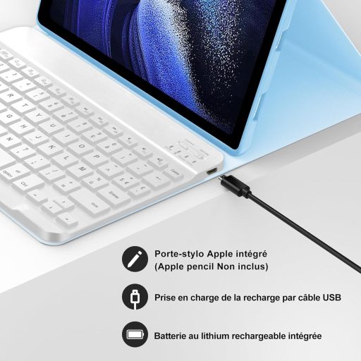 JADEMALL Futrola za Xiaomi Pad 6/6 Pro 11" tipkovnica AZERTY Magnetska Bluetooth Nebesko plava