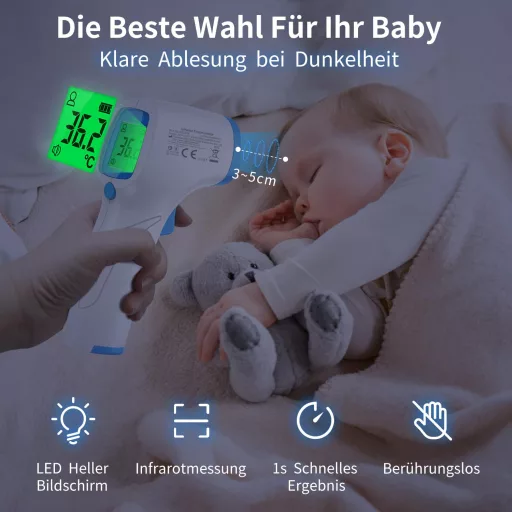 BerkeMed Érintésmentes Infravörös Lázmérő Homlokra Babáknak és Felnőtteknek