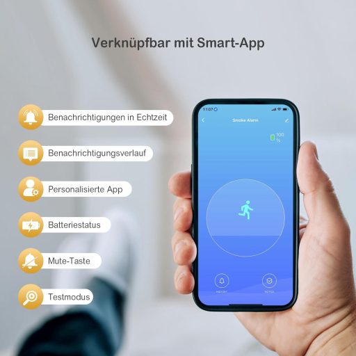 Andyssey GS558D Pametni Detektor Dima s WiFi-jem, Magnetnim Držačem - Umreživi Alarm za Požar s Fotoelektričnim Senzorom, DIN EN14604