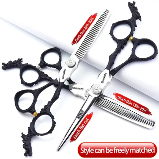 Set profesional de foarfece de coafură SHARONDS, 6 inch, fabricat manual în Japonia din oțel inoxidabil 440C, set de 3 piese