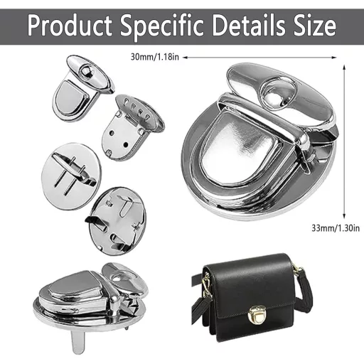 Set de 9 încuietori metalice LONGHAO, cleme, închizători cu șurub pentru genți și portofele din piele