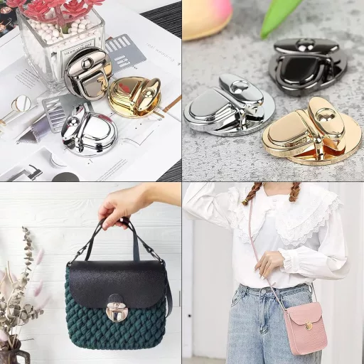 LONGHAO 9 darabos fém táskázár, táskacsat, csavarzár bőrtáskához és pénztárcához