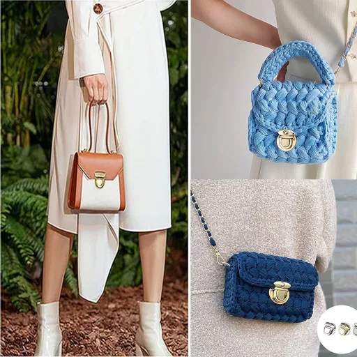 Set de 9 încuietori metalice LONGHAO, cleme, închizători cu șurub pentru genți și portofele din piele