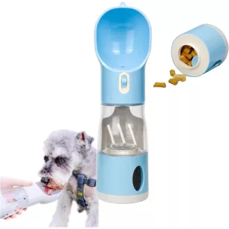   Générique 4 v 1 fľaša na vodu pre psov, zásobník na granule, držiak na vrecká na exkrementy a lopatka na ich zbieranie, modrá