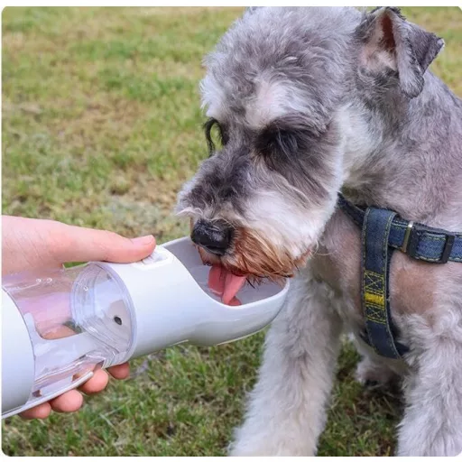 Générique 4 v 1 fľaša na vodu pre psov, zásobník na granule, držiak na vrecká na exkrementy a lopatka na ich zbieranie, modrá