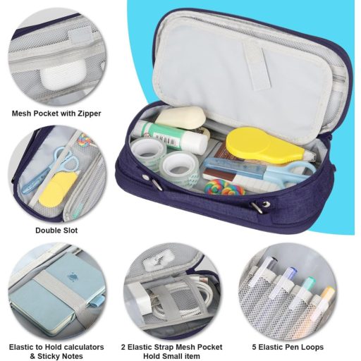 ALXBSONE nagy ceruzatartó sötétkék iskolafelszerelés táska lányoknak fiúknak