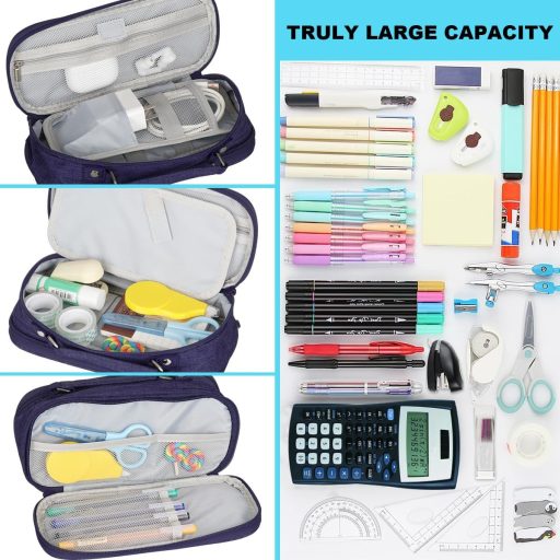 ALXBSONE velika pernica tamnoplava školska torba oprema za djevojčice dječake