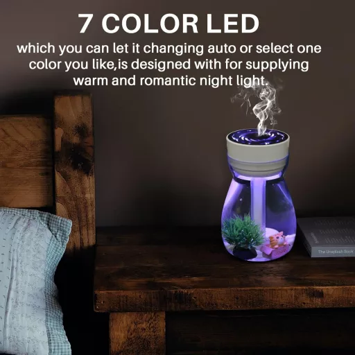 Gokelomg USB párásító LED világítással, hálószoba és iroda légmosó