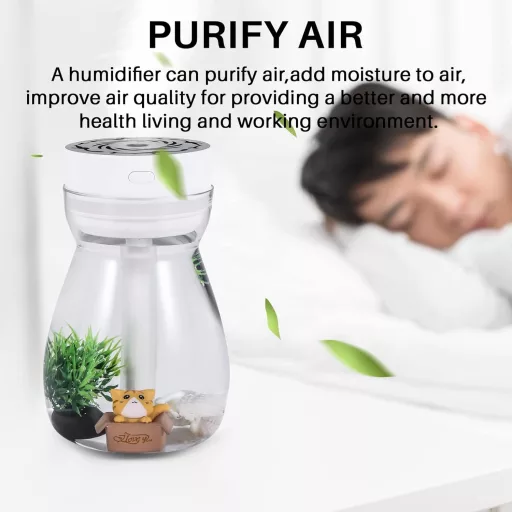 Gokelomg USB párásító LED világítással, hálószoba és iroda légmosó