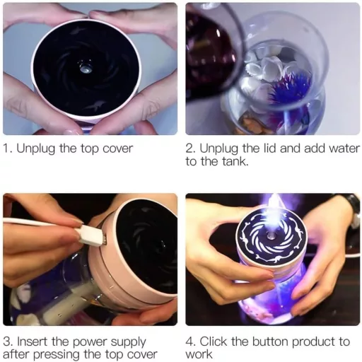 Gokelomg USB párásító LED világítással, hálószoba és iroda légmosó