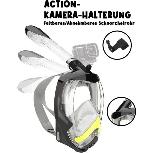 Vitare maska za ronjenje s cijelim licem, 180° vidno polje, za odrasle i djecu, s kopčom za kameru