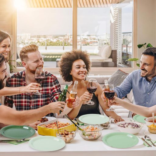 POPOYU 16 db Szalvia Zöld Papírtányér 23 cm Kerek Eldobható Tányér Parti Dekoráció