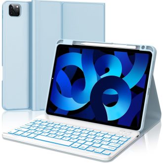   IVEOPPE Tipkovnica s pozadinskim osvjetljenjem za iPad Air 5./4. generacije, Bluetooth bežična tipkovnica za iPad Pro 11", nebesko plava