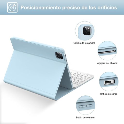 IVEOPPE Tipkovnica s pozadinskim osvjetljenjem za iPad Air 5./4. generacije, Bluetooth bežična tipkovnica za iPad Pro 11", nebesko plava