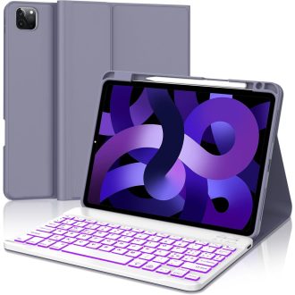   IVEOPPE futrola za iPad Air/Pro s Bluetooth tipkovnicom – talijanski raspored, ljubičasta