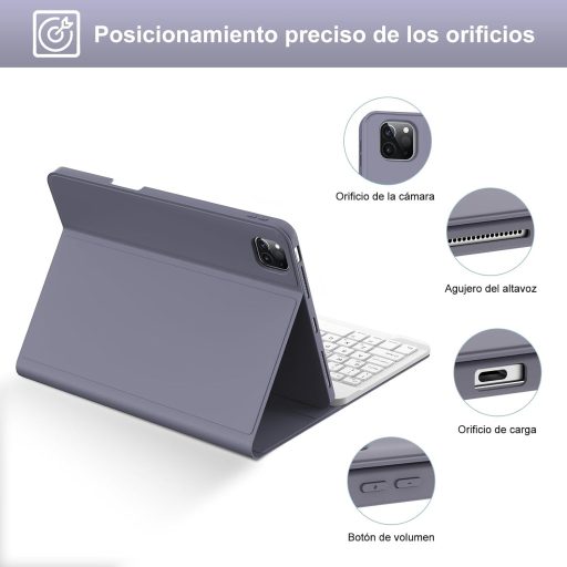 IVEOPPE puzdro na iPad Air/Pro s Bluetooth klávesnicou – talianske rozloženie, fialové