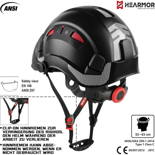 HEARMOR EN397 Munkavédelmi Sisak ABS Verstellható 6 Pontos Rendszerrel Hűtőbetéttel