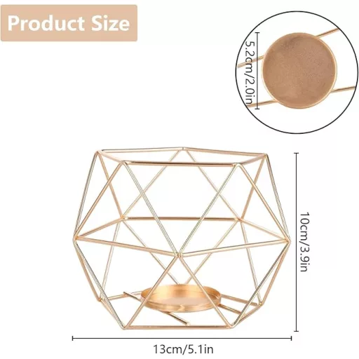 6 darabos arany geometrikus teafénytartó szett, ötszögletű dekoratív gyertyatartó