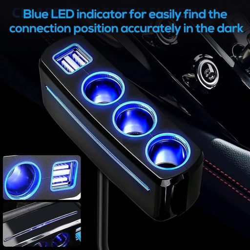 Linkstyle 120W auto adapter za upaljač s 3 utičnice, 2 USB porta i LED svjetlom