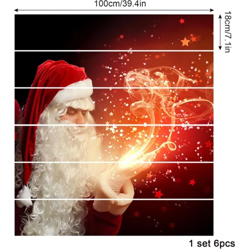 Cooltto 3D Mikulás Lépcsőmatrica Szett - 6db Öntapadós PVC Dekoráció Lépcsőre, Vízálló, Eltávolítható, Karácsonyi Díszítés, 18x100 cm