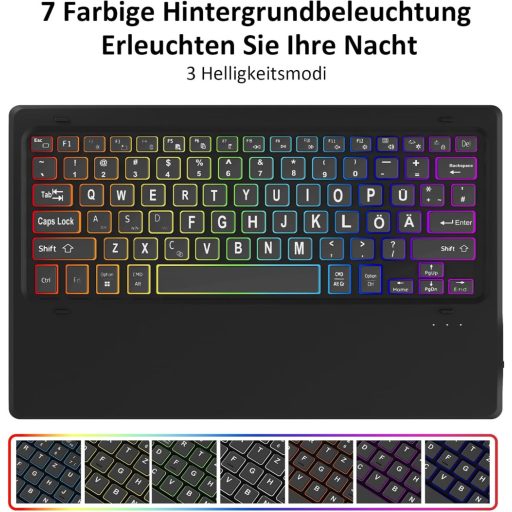 Qoosea QWERTZ Tipkovnica s pozadinskim osvjetljenjem i futrola za Samsung Tab S9 FE+/S9+ 12.4" Tablet - Odvojiva Bluetooth tipkovnica, TPU zaštitna futrola, 3 Á