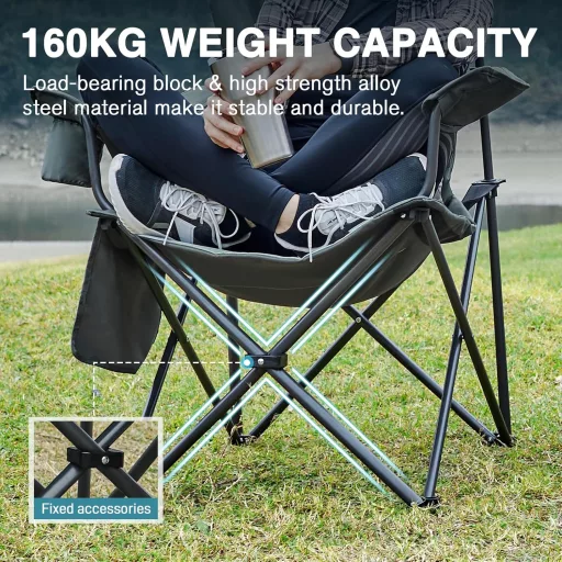 EVER ADVANCED Luxus Összecsukható Kemping Szék 160 kg Teherbírás Magas Támlával