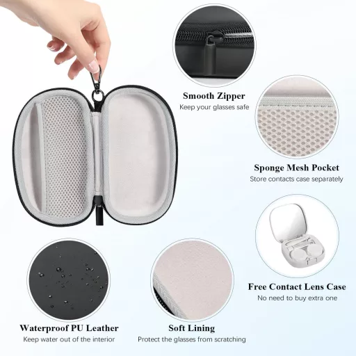 MoKo 2u1 Etui za naočale i novčanik za kontaktne leće za putovanja s ogledalom i pincetom