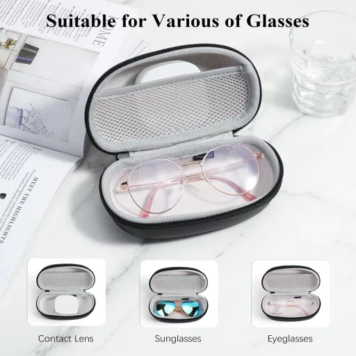 MoKo 2in1 Szemüvegtok és Kontaktlencse Tárca Utazáshoz Tükörrel és Csipesszel